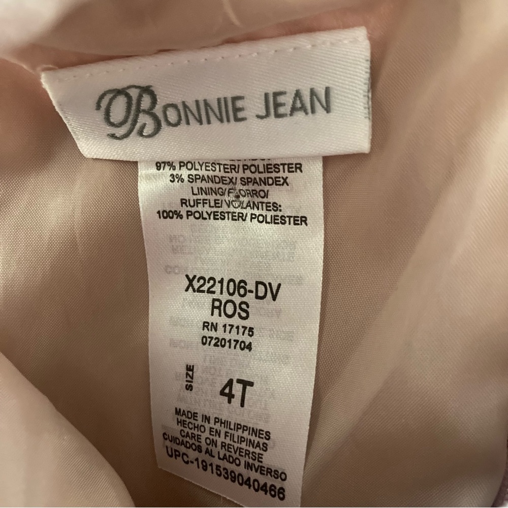 Bonnie Jean 4T Toddler Girl Pink Crushed Velvet Dress Special Occasions - Picture 6 of 9